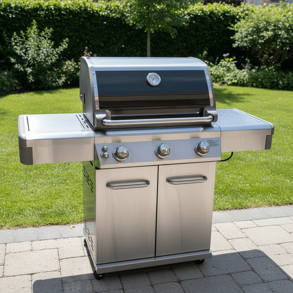 Restored gas grill looking pristine and like-new after professional cleaning