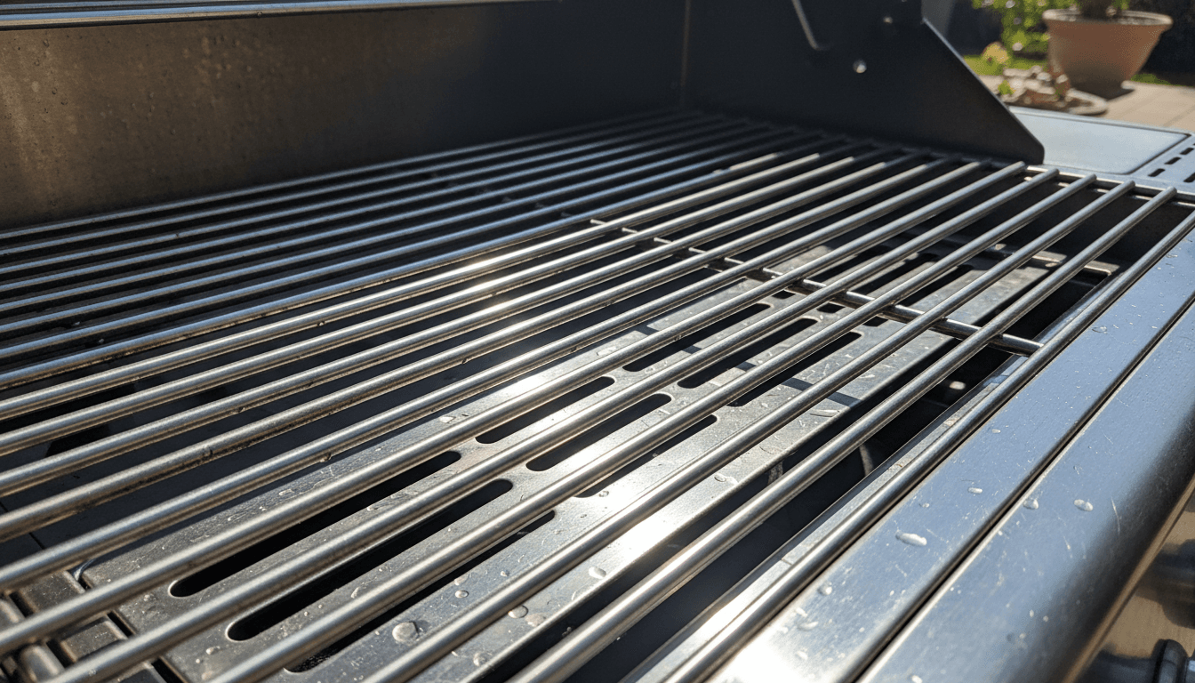 Shiny clean stainless steel gas grill grates